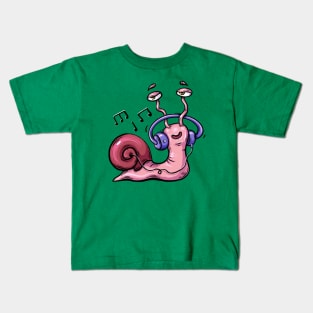 Snail Listening To Music Kids T-Shirt